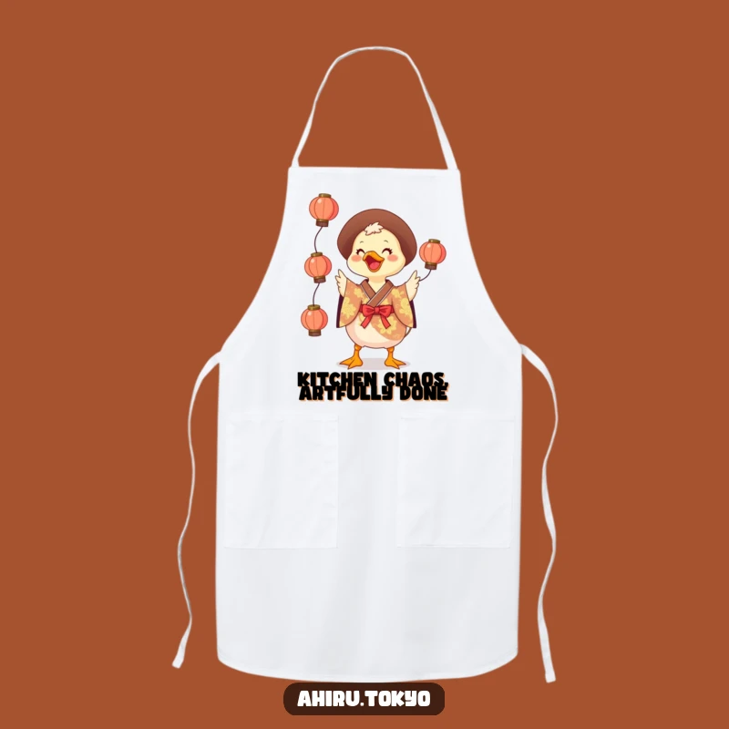 Funny Juggling Duck Apron: Kitchen Fun, Vibrant Kimono Cooking Gift