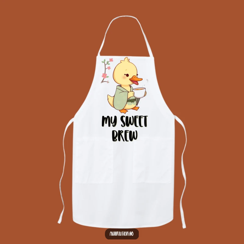 Funny Tea Sipping Duck Apron: Kitchen Peace, Patterned Kimono Cooking Gift