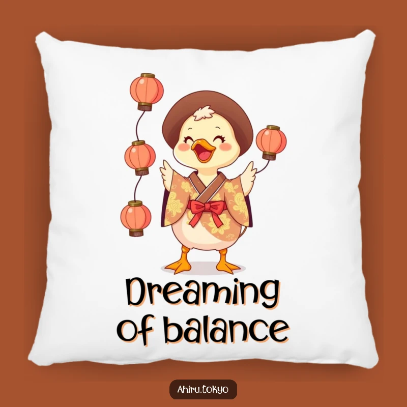 Funny Juggling Duck Pillow: Cozy Kimono Comfort, Humorous Accent Gift