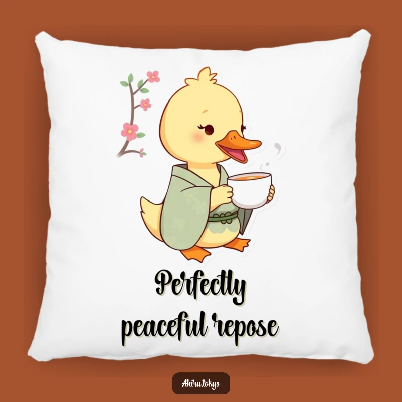 Funny Tea Sipping Duck Pillow: Cozy Kimono Comfort, Delightful Humor Gift
