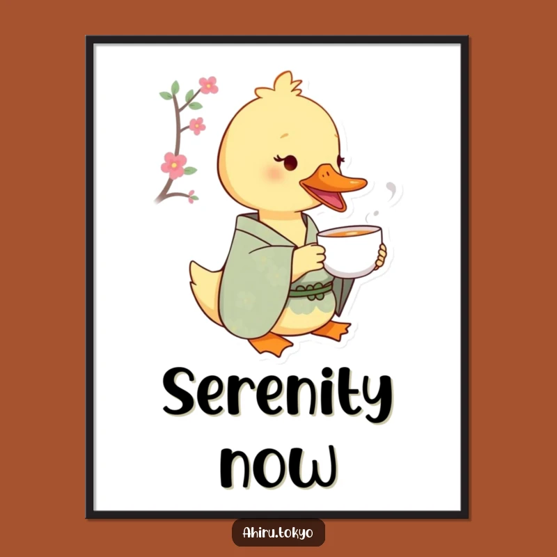Funny Tea Sipping Duck Poster: Delightful Artwork, Humorous Wall Decor Gift