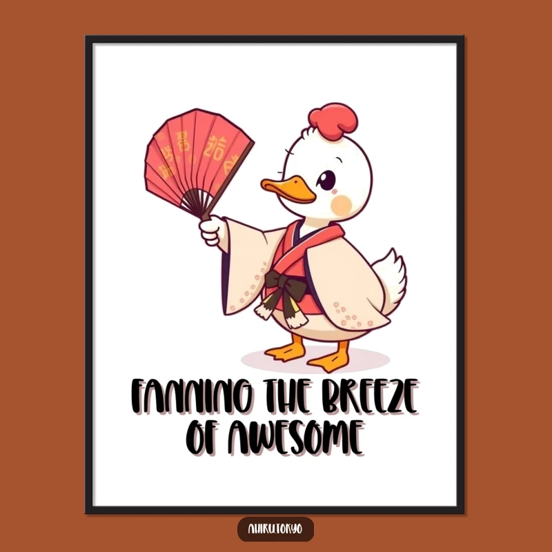 Funny Free Printable Wall Art: Fan-Twirling Kimono Duck - Artistic Downloadable Decor!