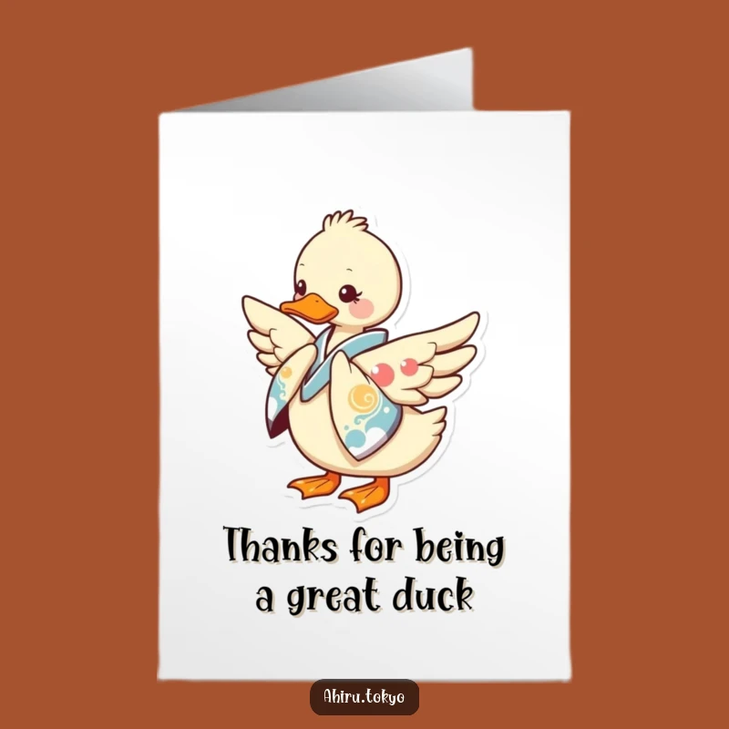 Free Printable Thank You Card: Bowing Kimono Duck - Humorous Downloadable Gift